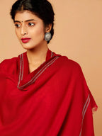 Elegant Stole Wool Blend with Dobby Pattern in Maroon