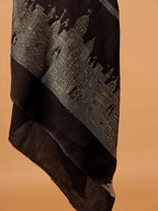 Chic Stole Wool Blend with Jacquard Pattern in Black