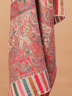 Elegant Stole Wool Blend with Jacquard Pattern in Pink