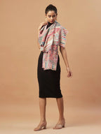 Chic Stole Wool Blend with Jacquard Pattern in Multi