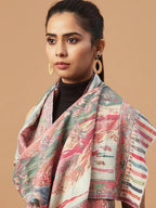 Chic Stole Wool Blend with Jacquard Pattern in Multi