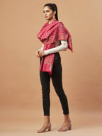 Chic Stole Wool Blend with Jaal With Zari Pattern in Pink