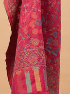 Chic Stole Wool Blend with Jaal With Zari Pattern in Pink