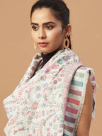 Chic Stole Wool Blend with Jaal With Zari Pattern in Multi