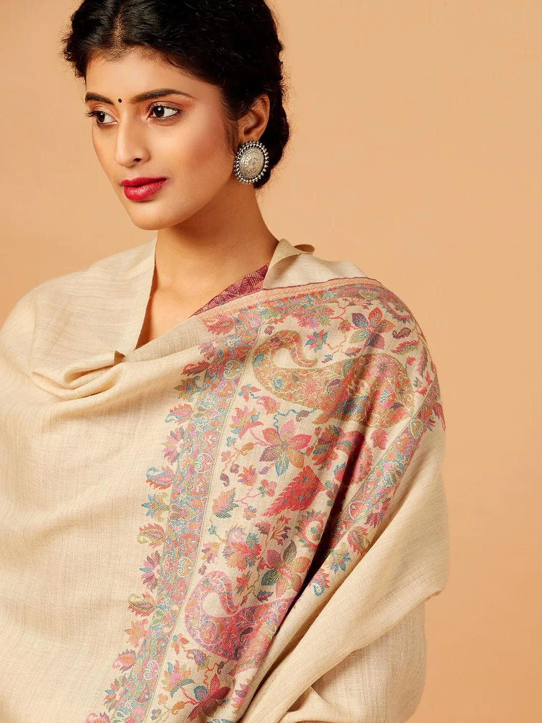 Chic Stole Wool Blend with Palla Pattern in Multi