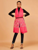 Chic Stole Wool Blend with Palla Pattern in Pink