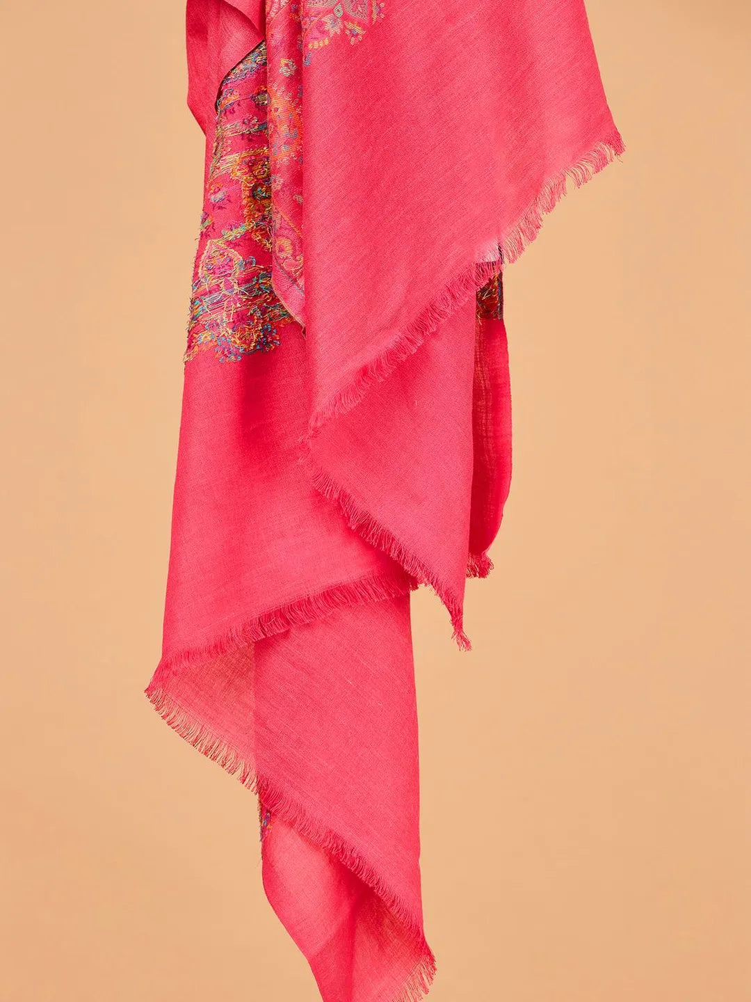 Chic Stole Wool Blend with Palla Pattern in Pink