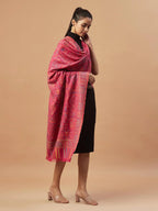 Chic Stole Wool Blend with Jaal Pattern in Lotus Pink