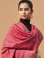 Chic Stole Wool Blend with Jaal Pattern in Lotus Pink