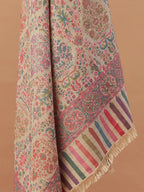 Elegant Stole Wool Blend with Jaal Pattern in Multi
