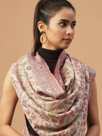 Classic Shawl Wool Blend with Jaal With Zari Pattern in Beige