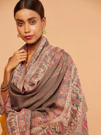 Classic Shawl Wool Blend with Jacquard Pattern in Multi