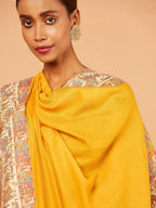 Classic Shawl Wool Blend with Jacquard Pattern in Yellow