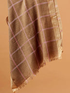 Elegant Stole Wool Blend with Dobby Pattern in Brown