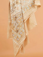 Elegant Stole Wool Blend with Kaani With Aari Embroidery Pattern in Beige