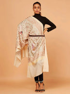 Chic Stole Wool Blend with Kaani With Aari Embroidery Pattern in Beige
