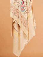 Chic Stole Wool Blend with Kaani With Aari Embroidery Pattern in Beige