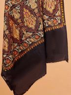Chic Stole Wool Blend with Kaani With Aari Embroidery Pattern in Black