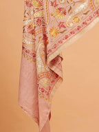 Chic Stole Wool Blend with Kaani With Aari Embroidery Pattern in Orange