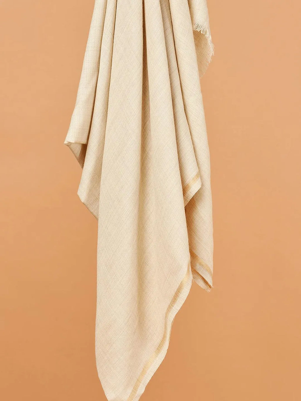 Classic Shawl Wool Blend with Gents Golden Border in Ivory