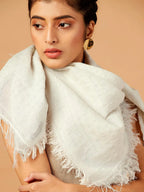 Casual Scarf with Dobby Pattern in White