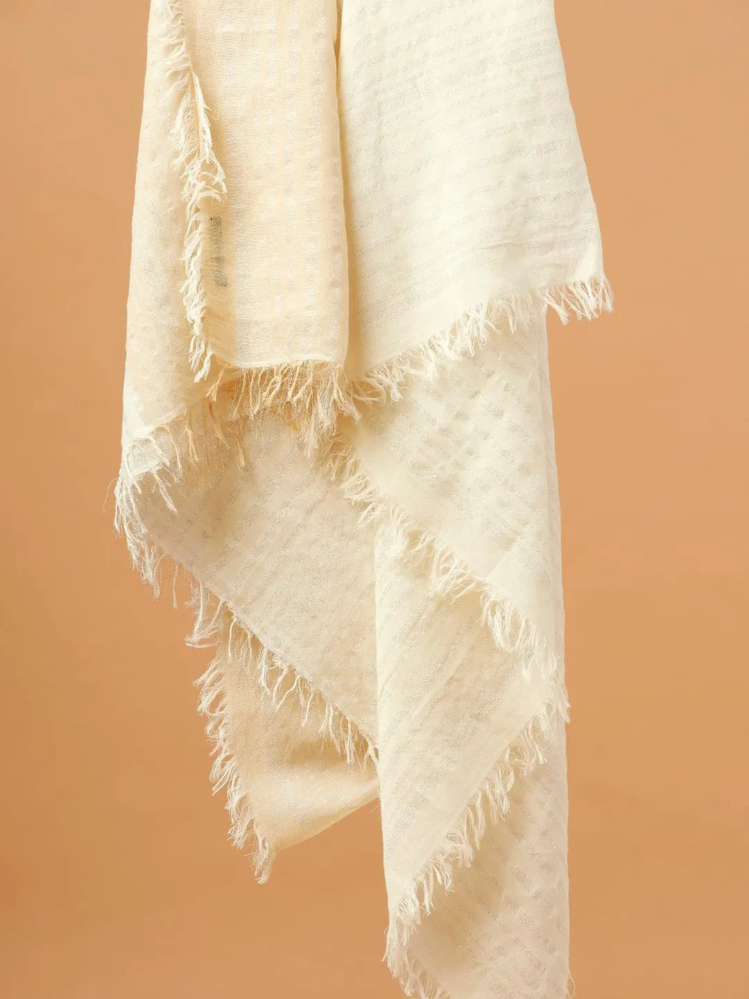 Casual Scarf with Dobby Pattern in White