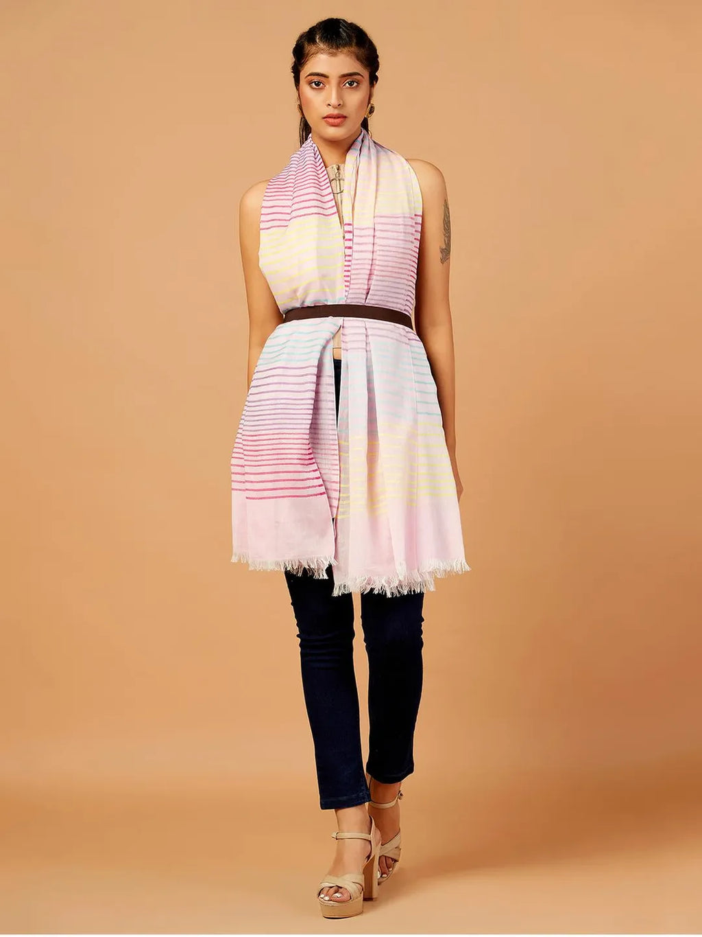 Casual Scarf with Dobby Pattern in Multi