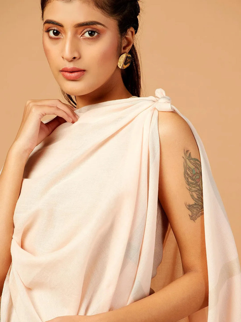 Casual Scarf with Dobby Pattern in Orange