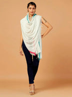Casual Scarf with Dobby Pattern in White