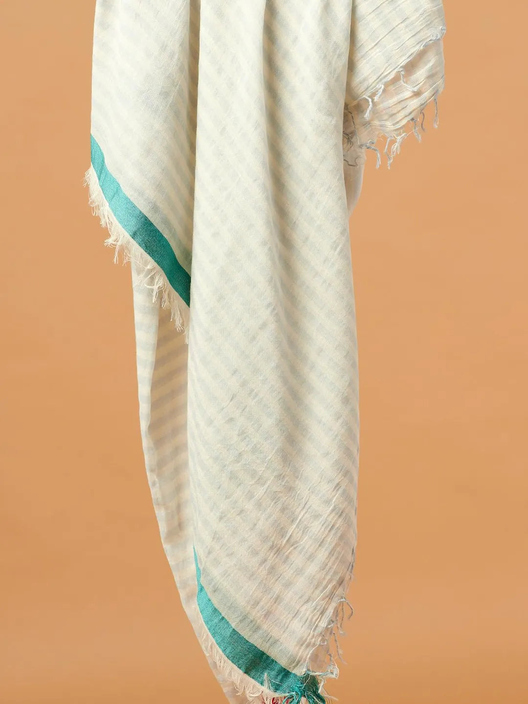 Casual Scarf with Dobby Pattern in White