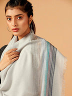 Chic Stole Wool Blend with Dobby Pattern in White