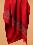 Elegant Stole Wool Blend with Dobby Pattern in Red
