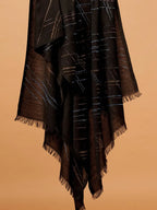 Chic Stole Wool Blend with Dobby Pattern in Black