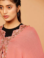 Elegant Stole Wool Blend with Dobby Pattern in Orange