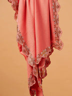 Elegant Stole Wool Blend with Dobby Pattern in Orange