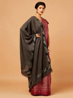 Chic Stole Wool Blend with Dobby Pattern in Black