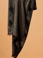 Chic Stole Wool Blend with Dobby Pattern in Black