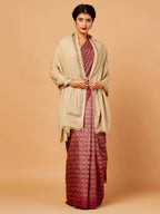Chic Stole Wool Blend with Dobby Pattern in Beige