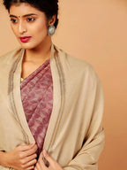 Chic Stole Wool Blend with Dobby Pattern in Beige