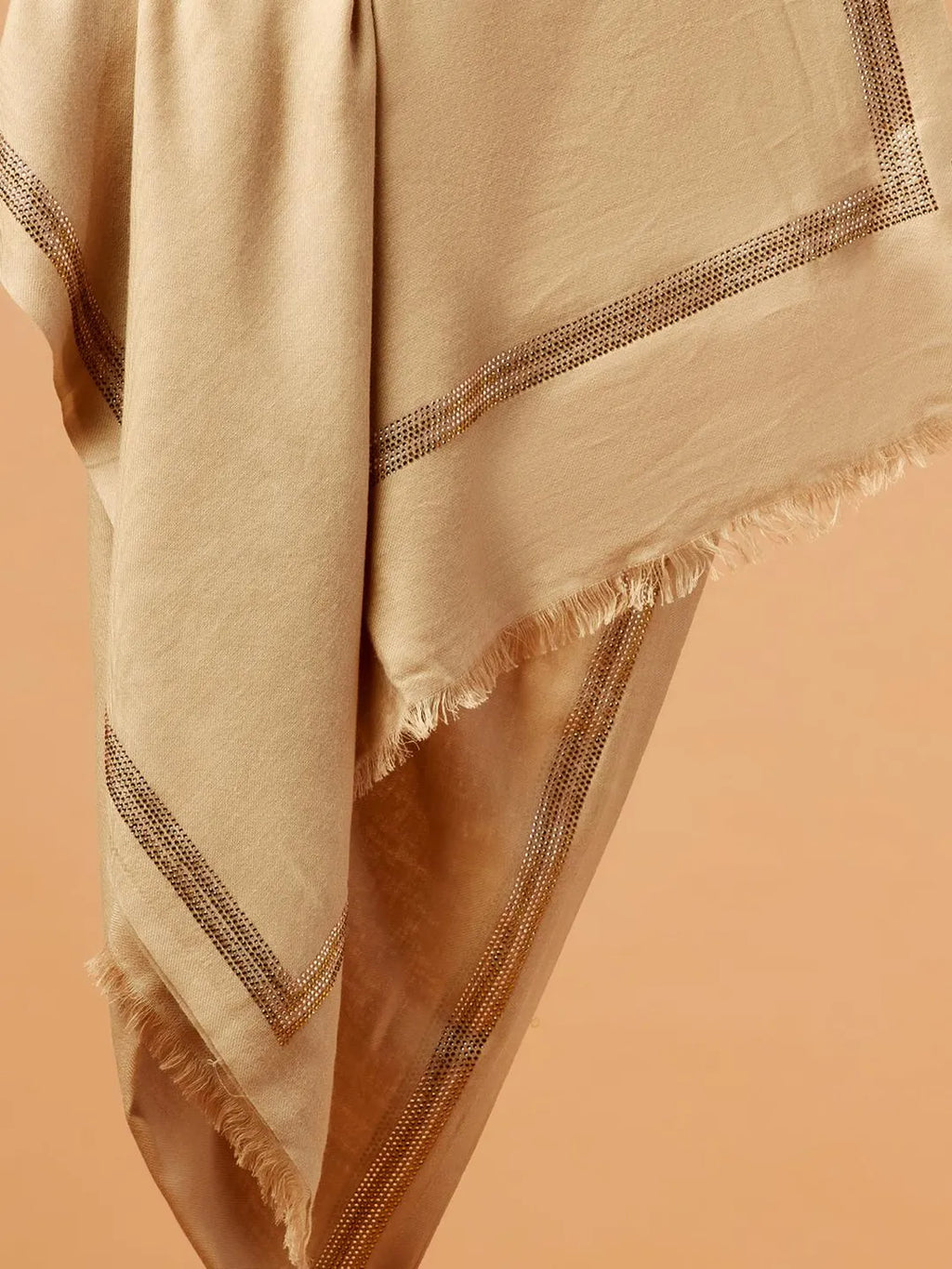 Chic Stole Wool Blend with Dobby Pattern in Beige
