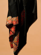 Classic Shawl Wool Blend with Aari Embroidery Pattern in Black