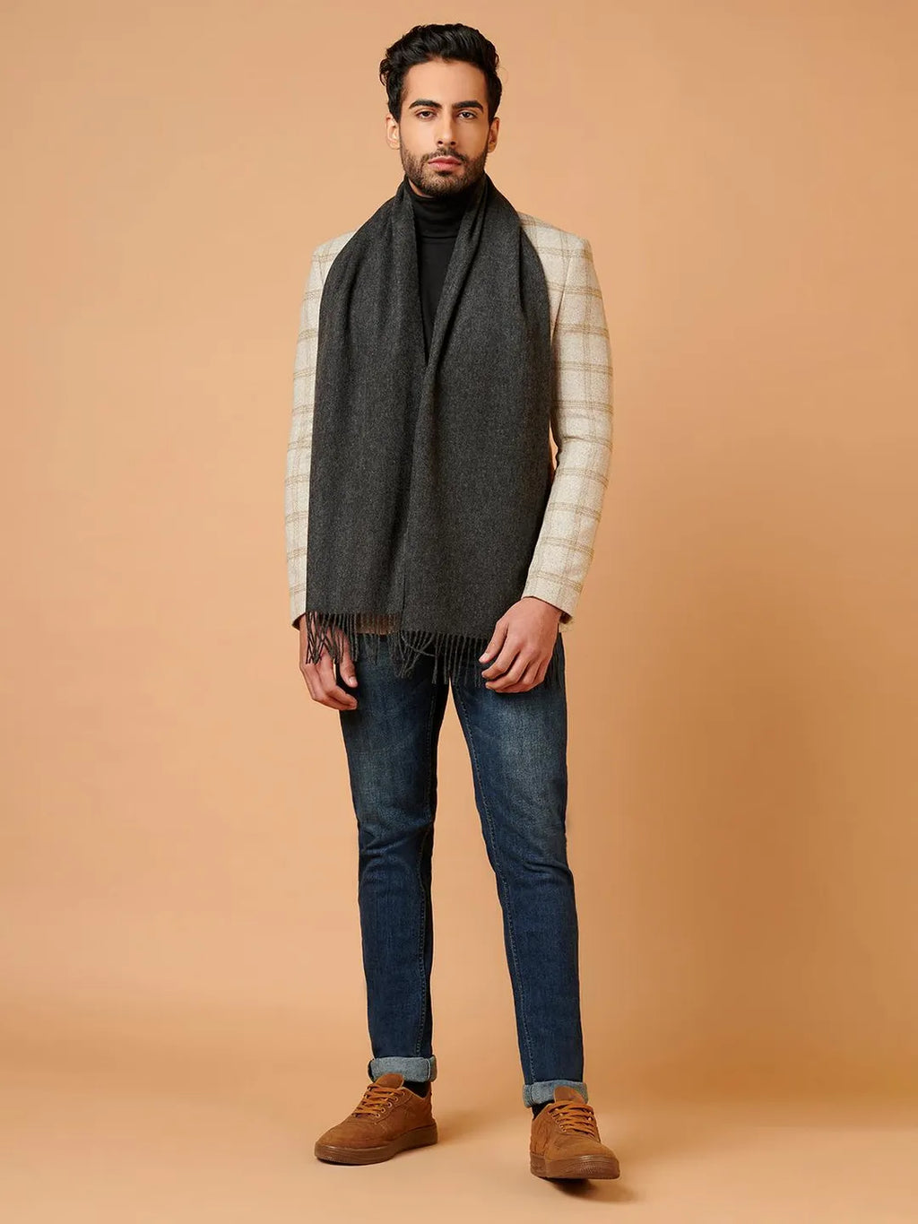 Classic Muffler with Solid in Charcoal Black