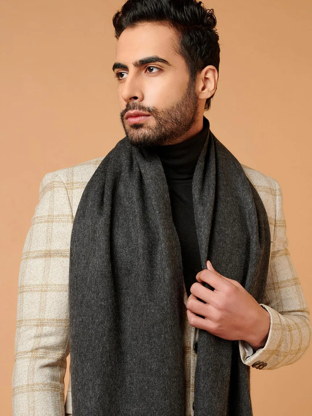 Classic Muffler with Solid in Charcoal Black