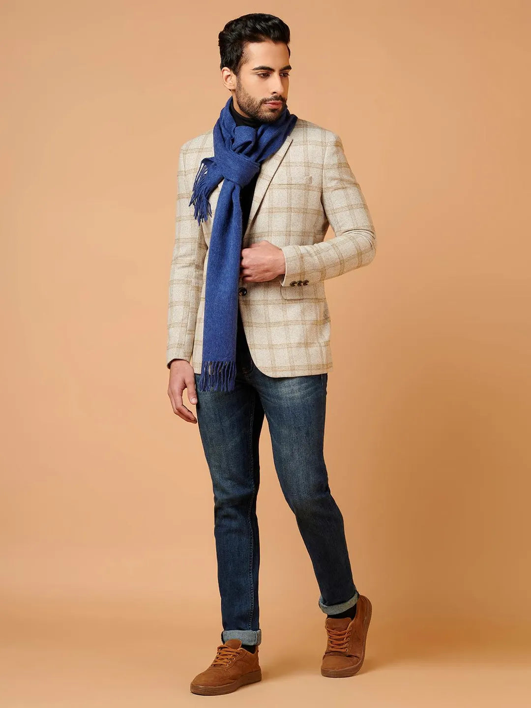 Classic Muffler with Dobby Pattern in Blue