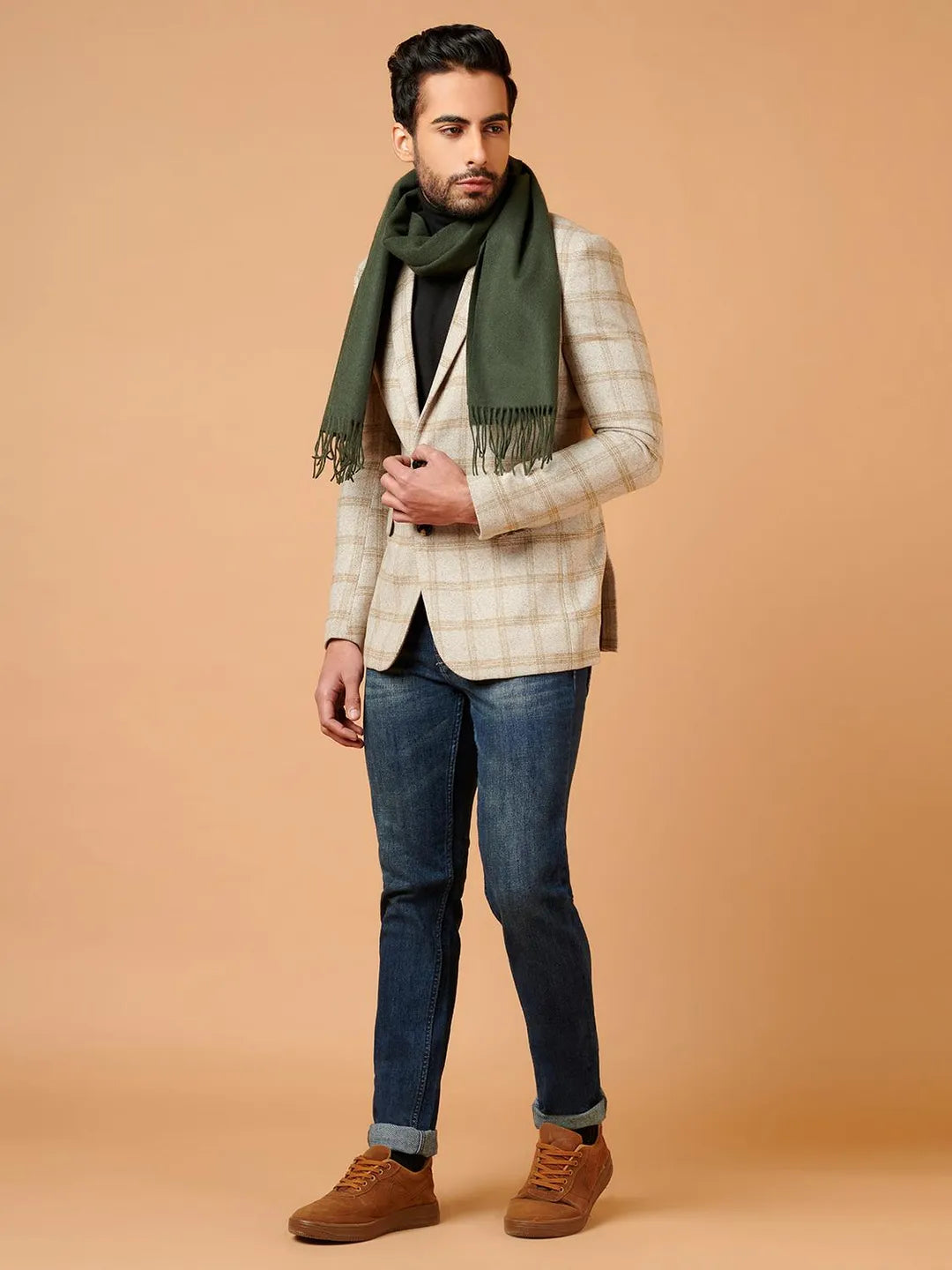 Classic Muffler with Dobby Pattern in Green