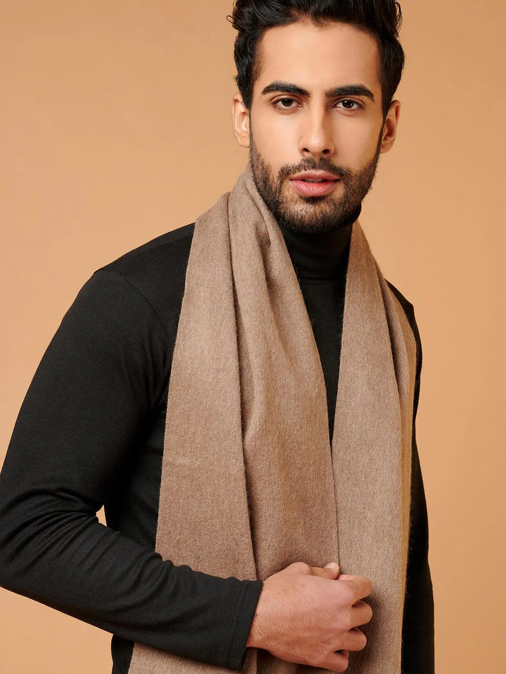 Classic Muffler with Solid in Beige