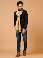 Classic Muffler with Dobby Pattern in Beige