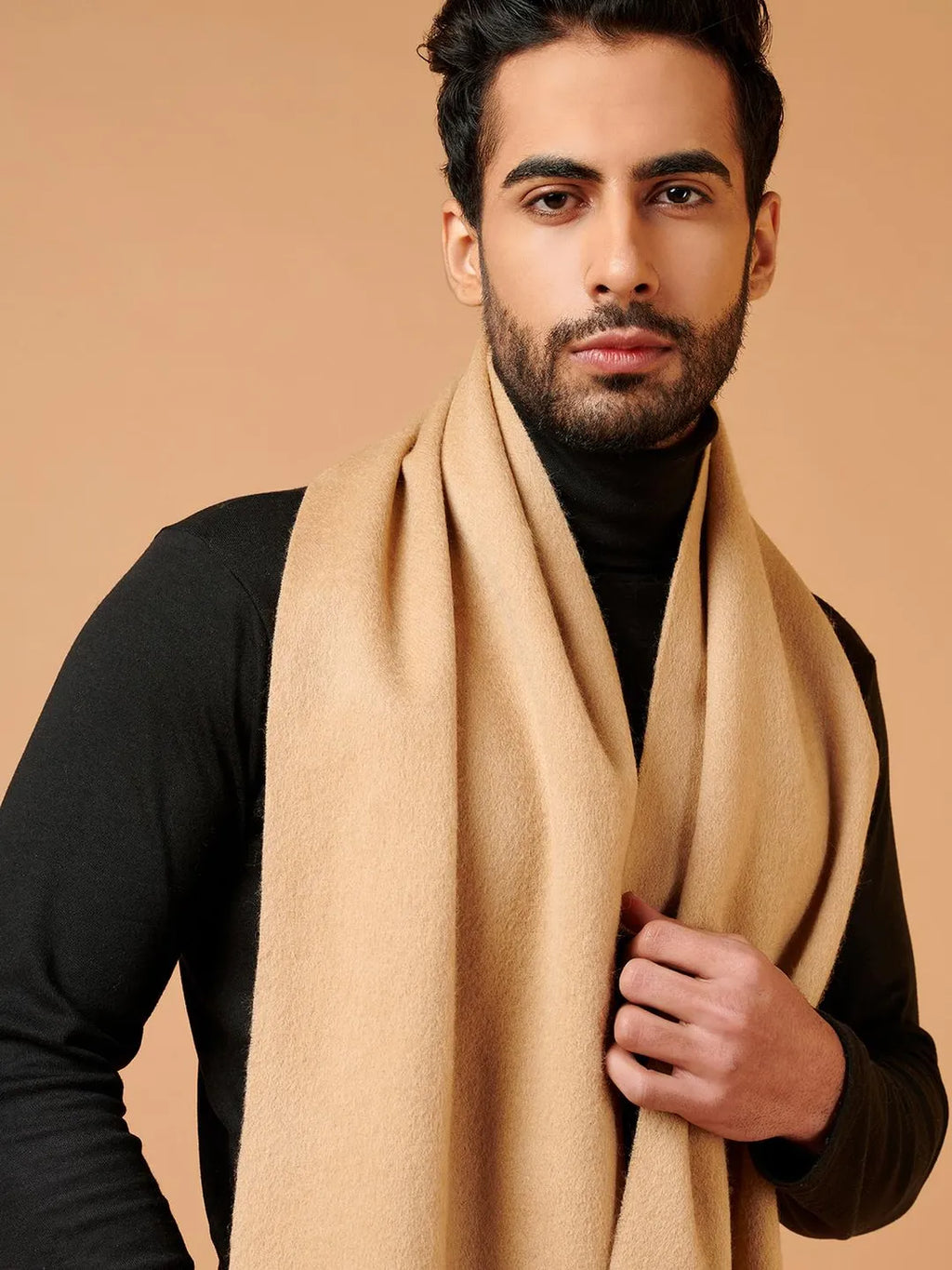 Classic Muffler with Dobby Pattern in Beige