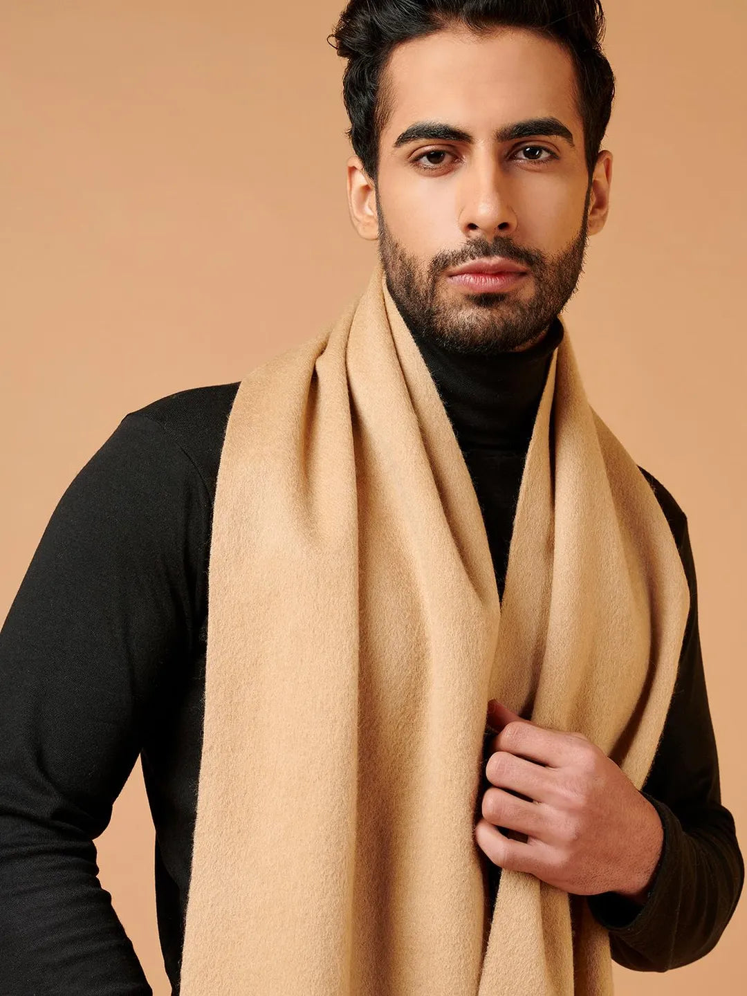 Classic Muffler with Dobby Pattern in Beige