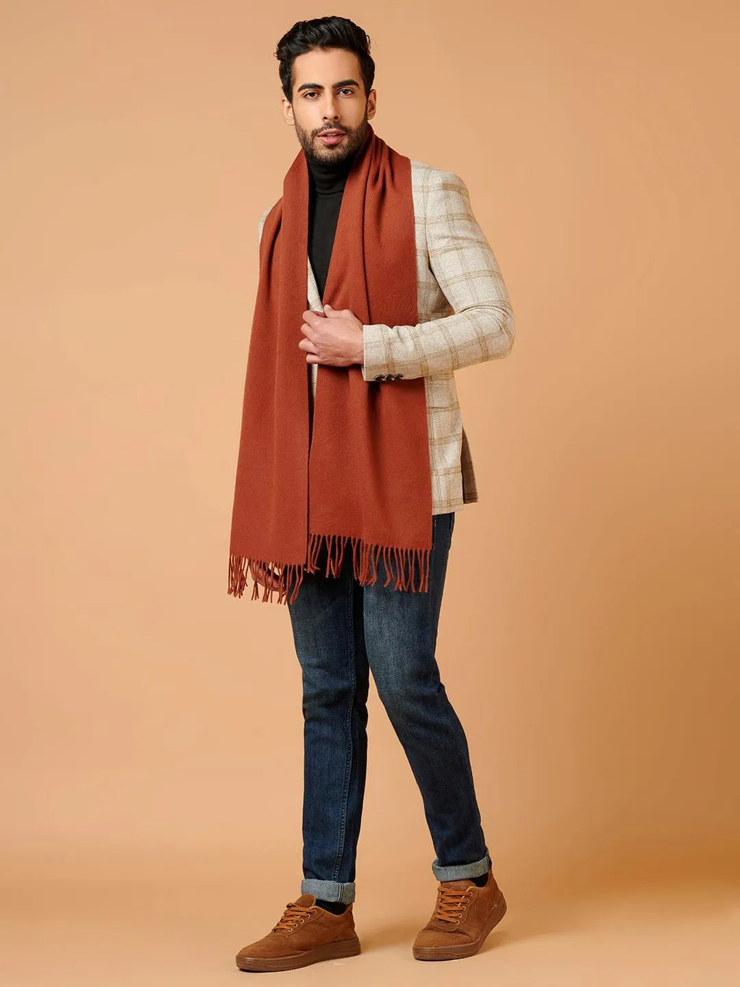 Classic Muffler with Dobby Pattern in Brown